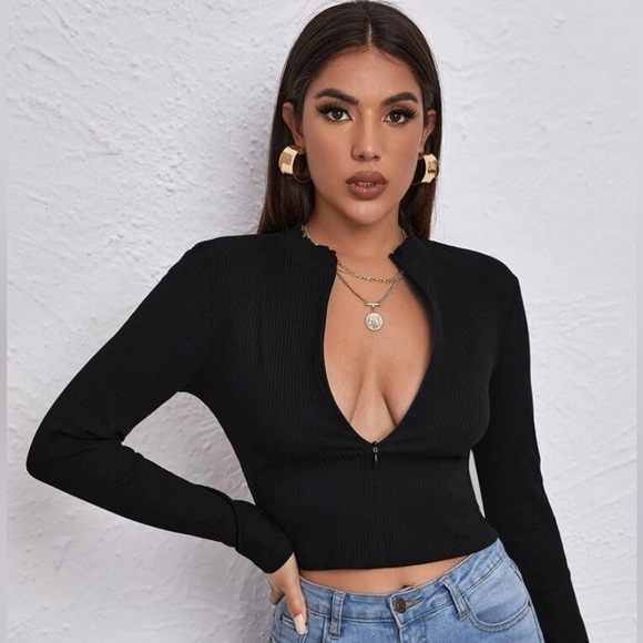 Unity Zip Half Placket Rib-Knit Tee - Picture 2 of 3